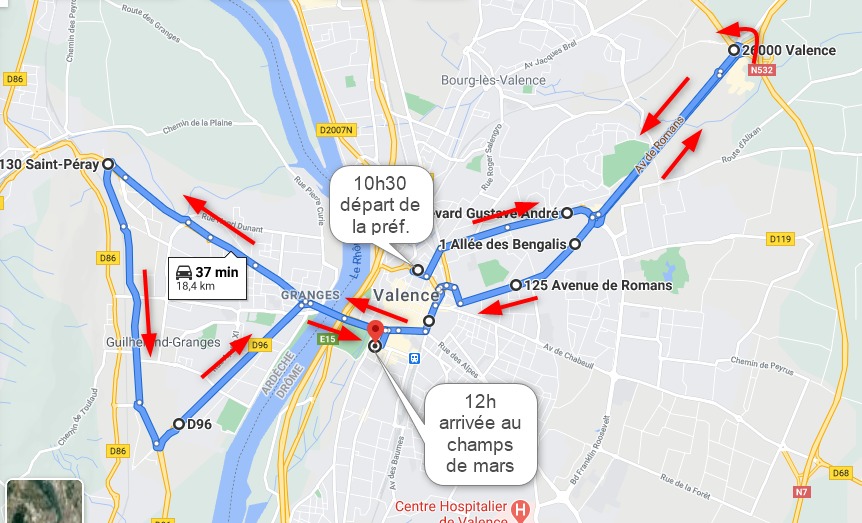 Déroulement de la manif du 20 février 2021 1 parcours manif 2