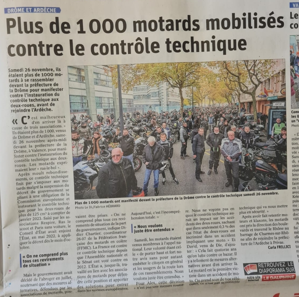 1200 manifestants contre le contrôle technique en Drôme et ardèche! 1 Screenshot 20221127 214316 WhatsApp