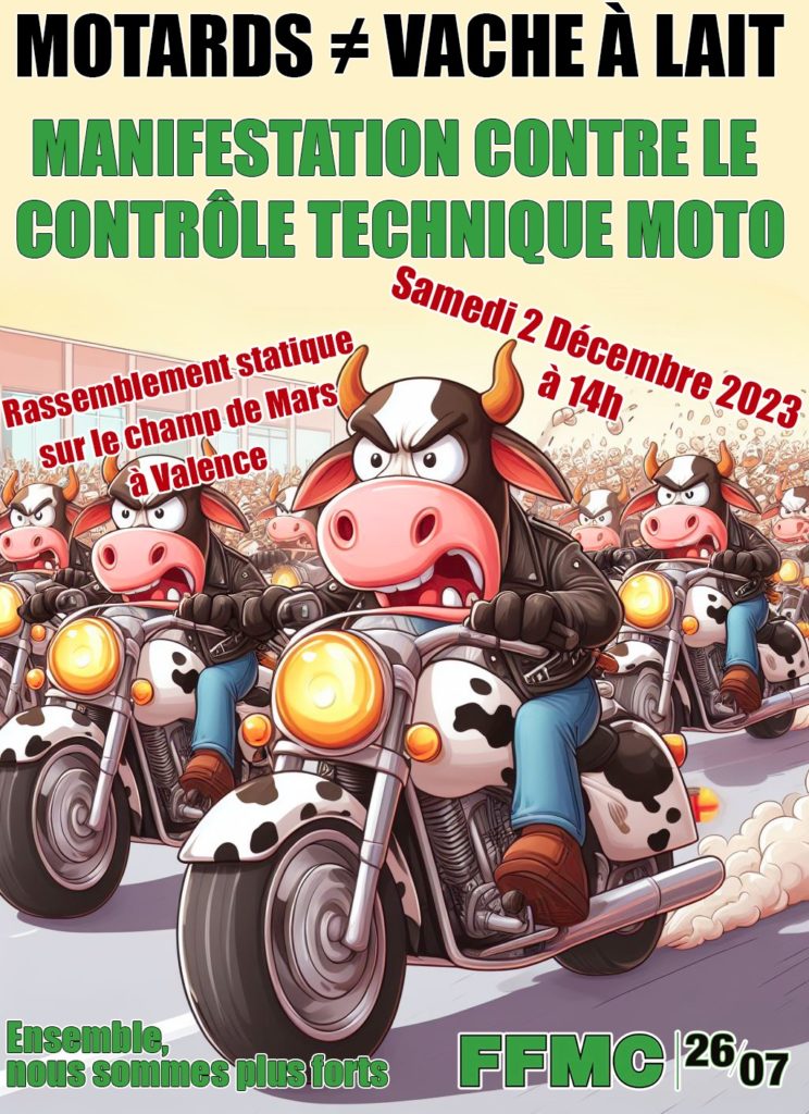 Manif contre le contrôle technique 1 affiche vaches
